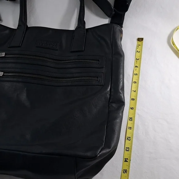 Kenneth Cole REACTION Oversized Leather Tote 🖤 | Unisex Zip-Top Laptop Bag | - Picture 3 of 10